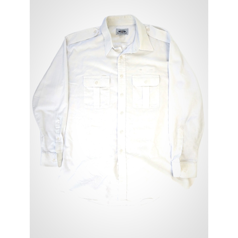 Crew Outfitters Mens White Pilot Uniform Shirt Epaulets 17.5 34/35 Tailored